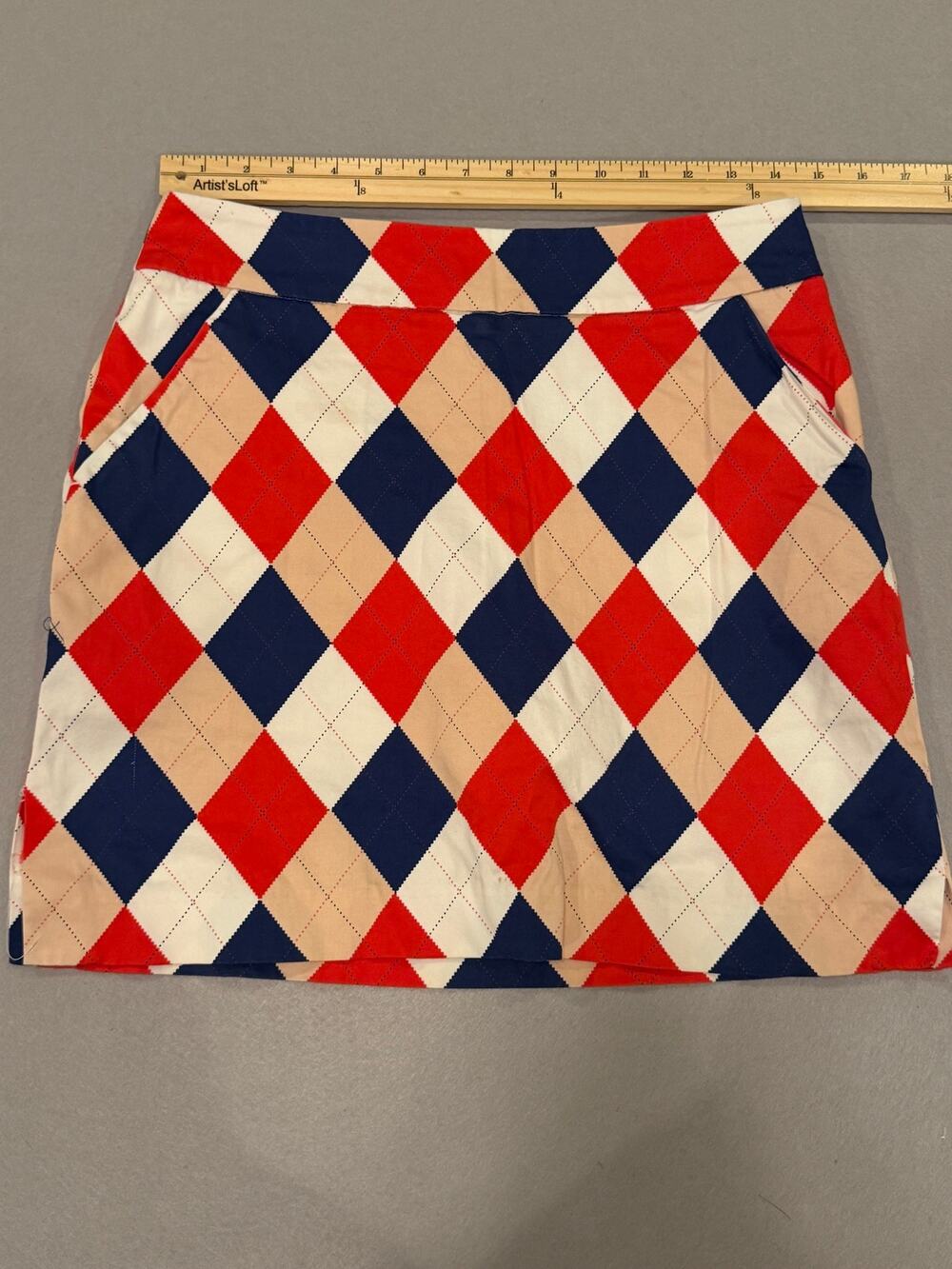 LoudMouth Ladies Size 2 Argyle Golf Skort Red Navy White
